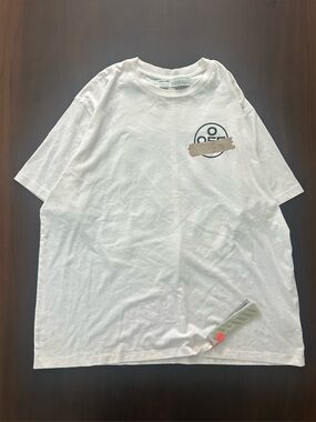 NWT Off-White Tape Arrows Graphic Logo White Cotton Crewneck Streetwear Tee XL